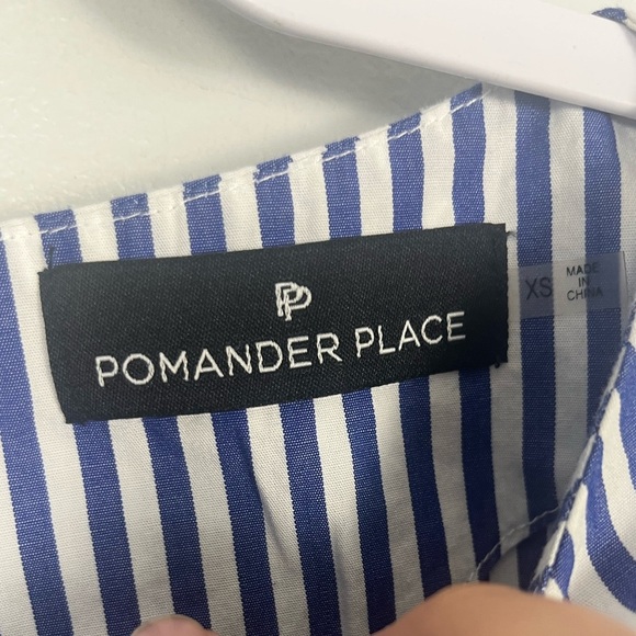 Pomander Place Tuckernuck Nautical Striped blouse size XS Cotton blue/white - Picture 3 of 6